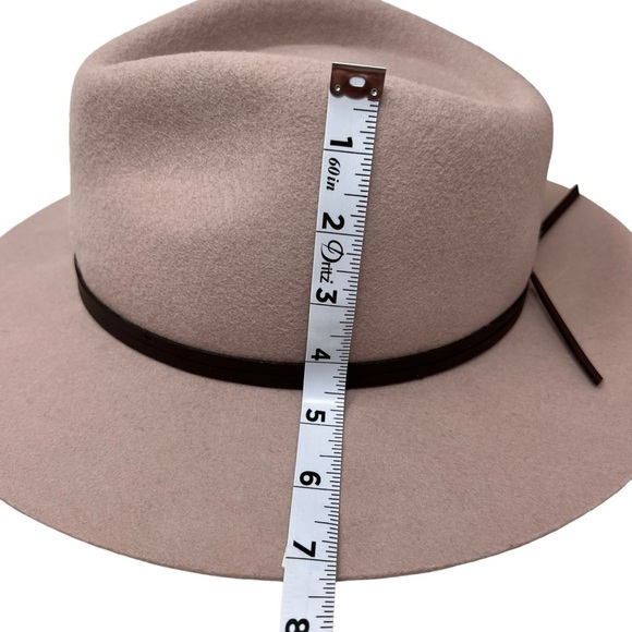 Morgan & Taylor Wool Dusty Pink Brown Trim Fedora Hat Adj OSFM Western Country - Picture 8 of 10